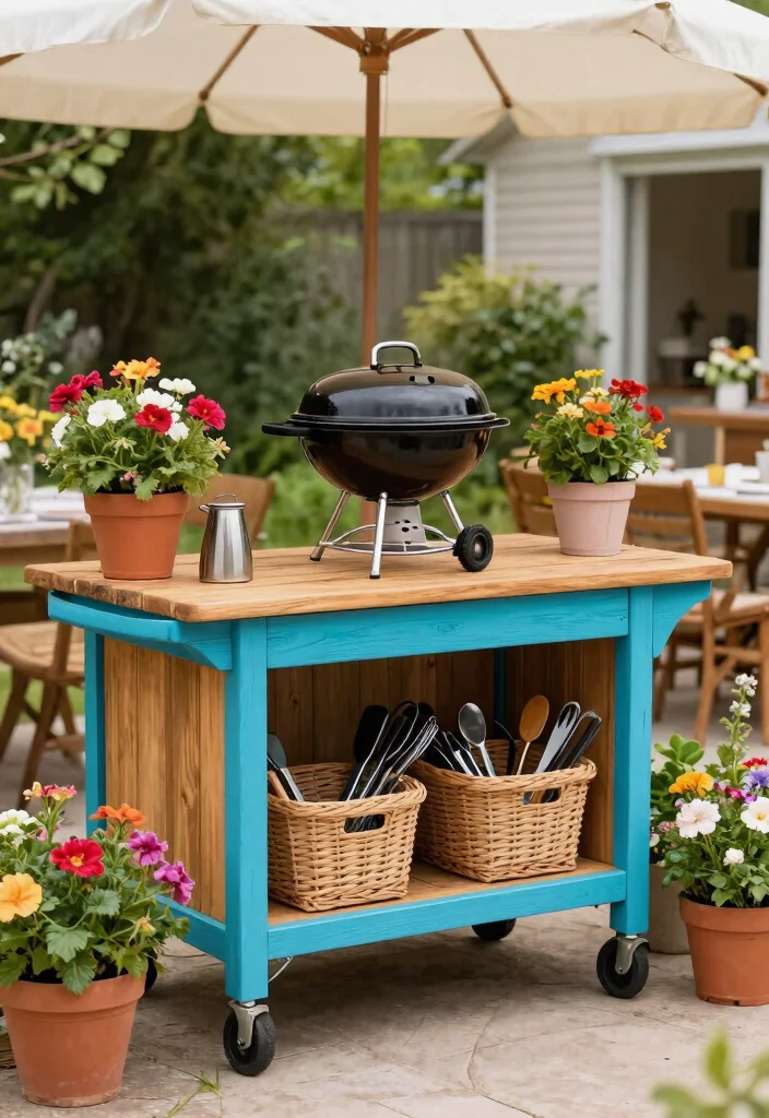 15 Backyard Kitchen Ideas on a Budget Without a Full Build-Out - 3. Repurposed Furniture Grill Station 1