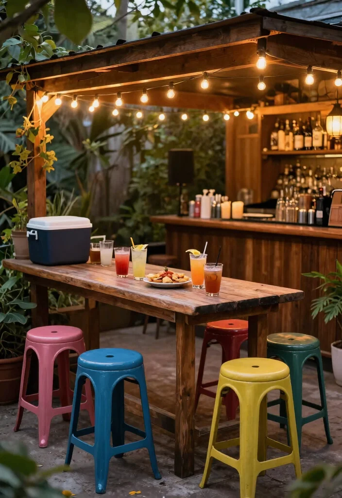15 Backyard Kitchen Ideas on a Budget Without a Full Build-Out - 5. Simple Outdoor Bar 1