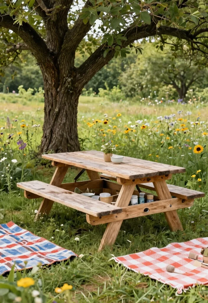 15 Backyard Kitchen Ideas on a Budget Without a Full Build-Out - 9. Picnic Table with Storage 1
