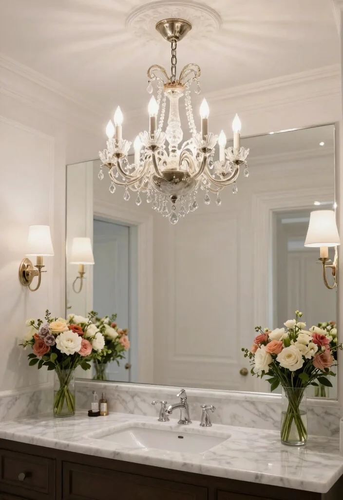 15 Bathroom Ceiling Light Ideas That Actually Light the Shower - 5. Decorative Chandeliers 1
