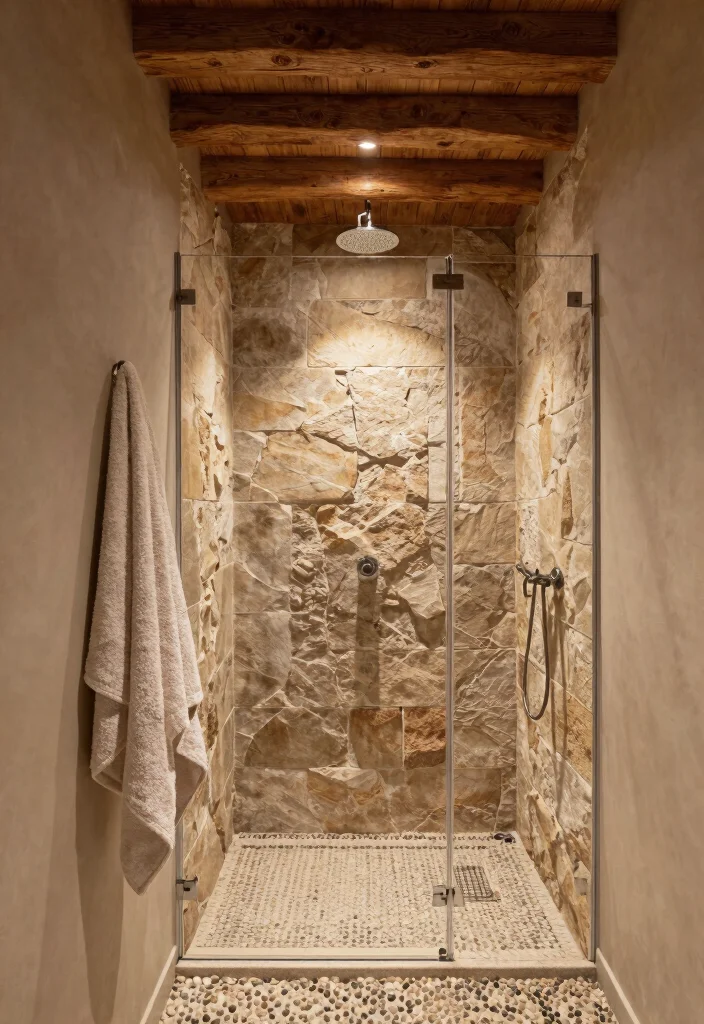 15 Ceiling Shower Head Ideas That Feel Like a Luxury Spa - 2. Rustic Wooden Accents 1