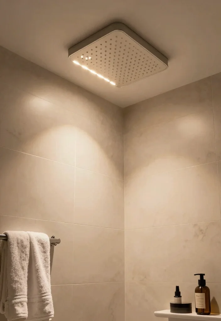 15 Ceiling Shower Head Ideas That Feel Like a Luxury Spa - 7. Integrated Lighting 1