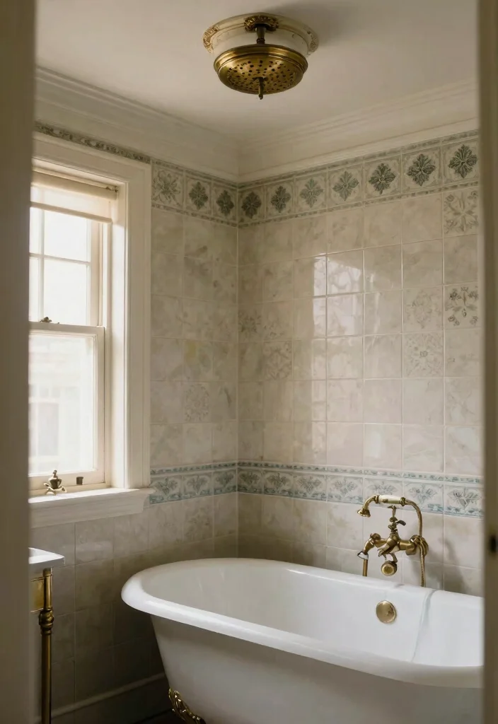 15 Ceiling Shower Head Ideas That Feel Like a Luxury Spa - 9. Vintage Charm 1