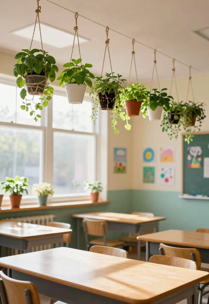 15 Classroom Ceiling Decorations That Stay Up All Year Without Falling - 1. Hanging Herb Gardens 1