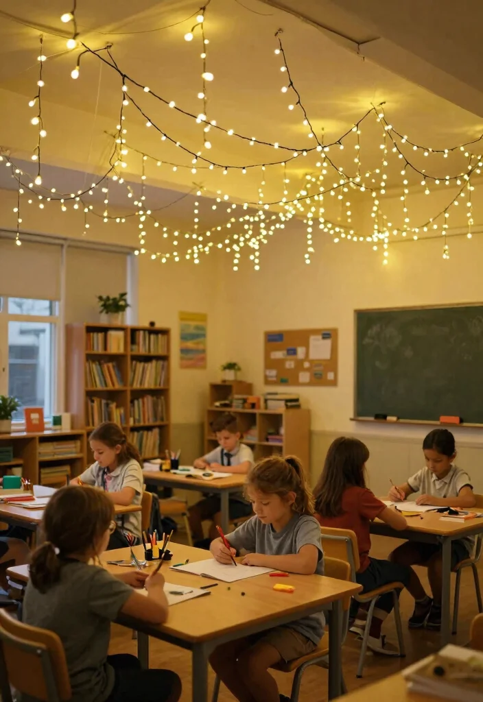 15 Classroom Ceiling Decorations That Stay Up All Year Without Falling - 12. Luminous Hanging Lights 1