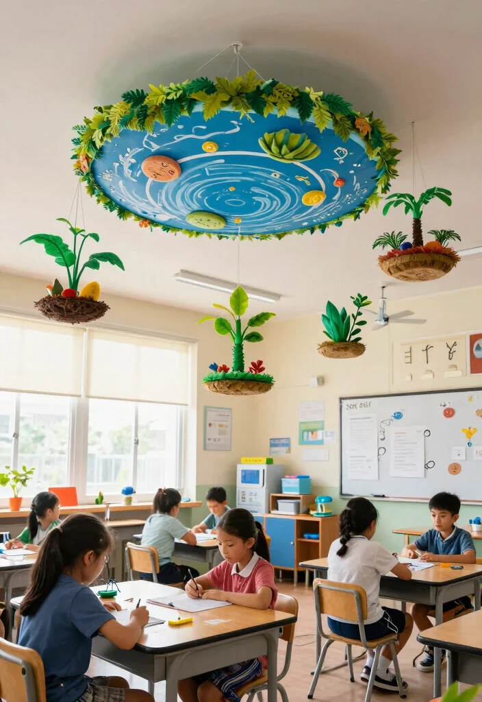 15 Classroom Ceiling Decorations That Stay Up All Year Without Falling - 13. Educational Scientific Displays 1