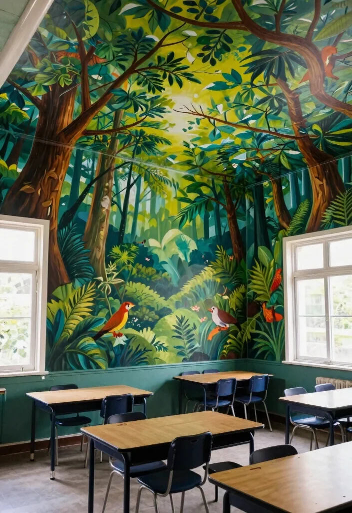 15 Classroom Ceiling Decorations That Stay Up All Year Without Falling - 14. Wall-to-Ceiling Mural 1