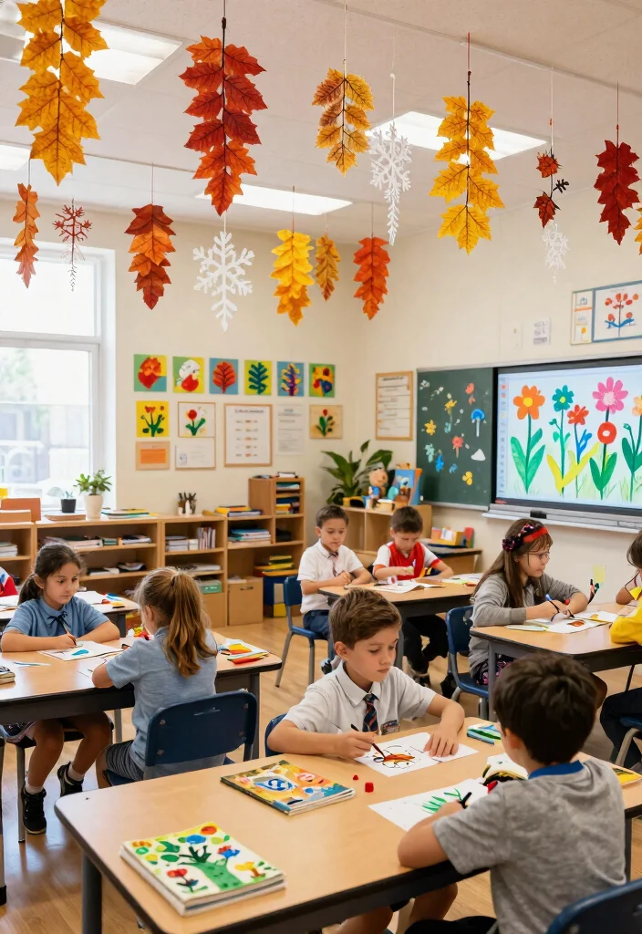 15 Classroom Ceiling Decorations That Stay Up All Year Without Falling - 7. Seasonal Nature Themes 1