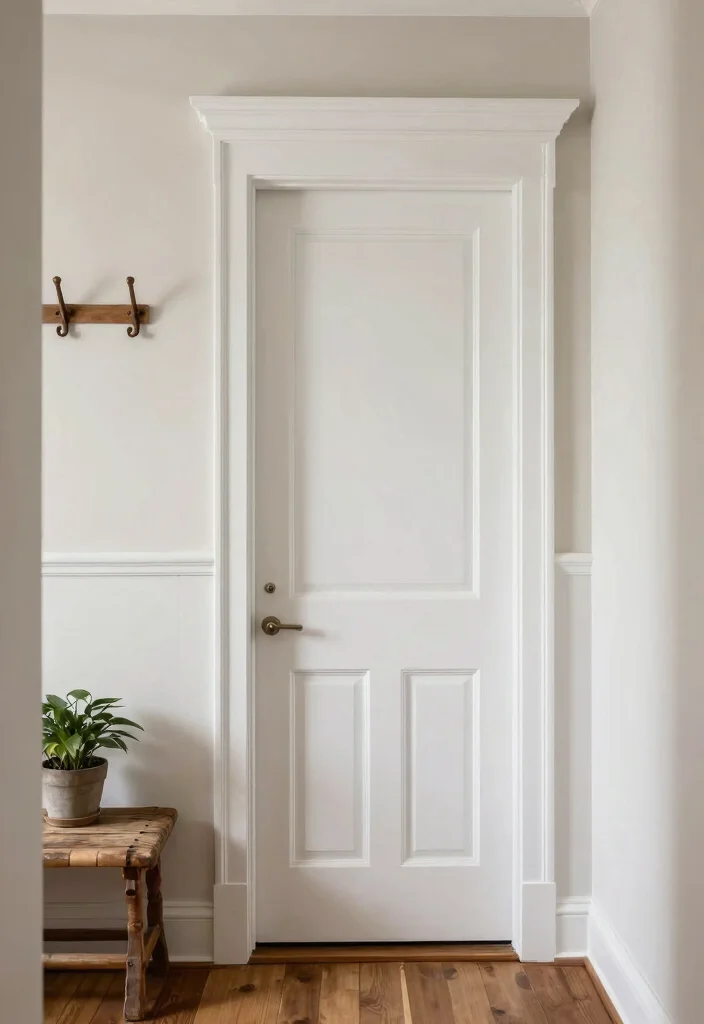 15 Farmhouse Door Trim Concepts That Hide Uneven Drywall Edges - 1. Classic White Board and Batten 1