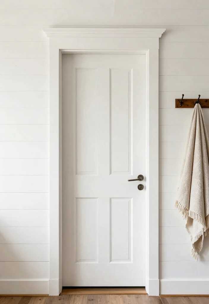 15 Farmhouse Door Trim Concepts That Hide Uneven Drywall Edges - 3. Elegant Shiplap Accents 1