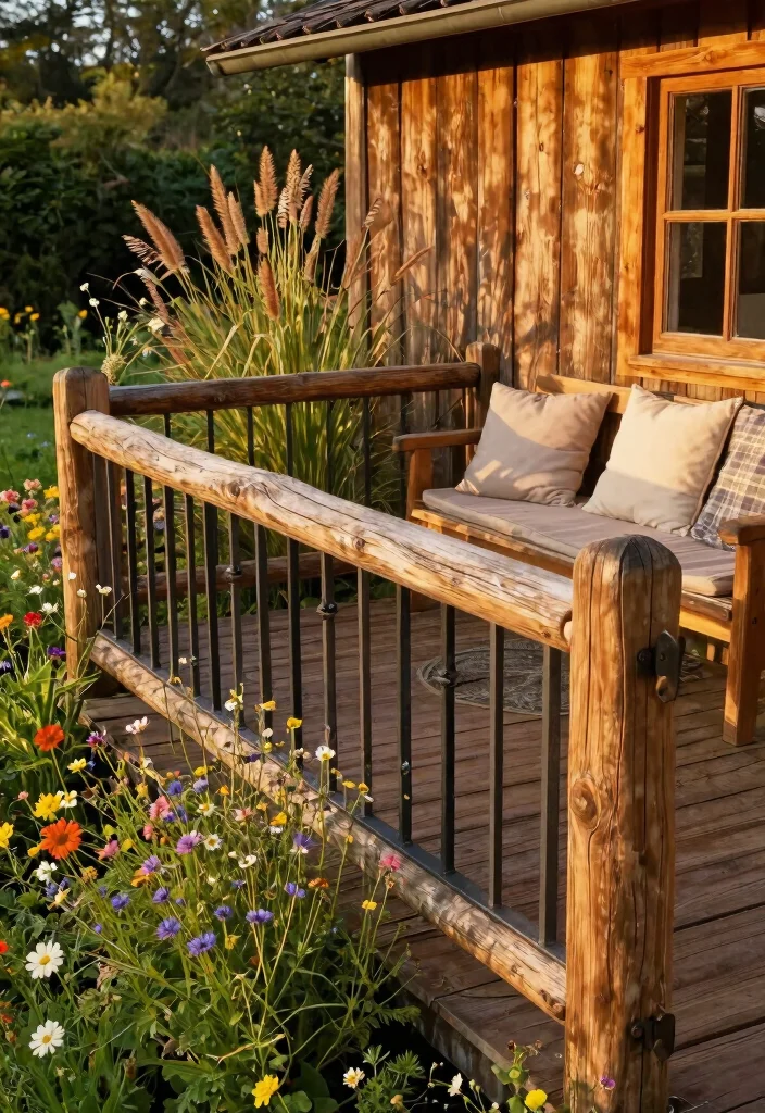 15 Metal Railings Outdoor Ideas That Don't Rust in Wet Climates - 12. Rustic Farmhouse Railings 1