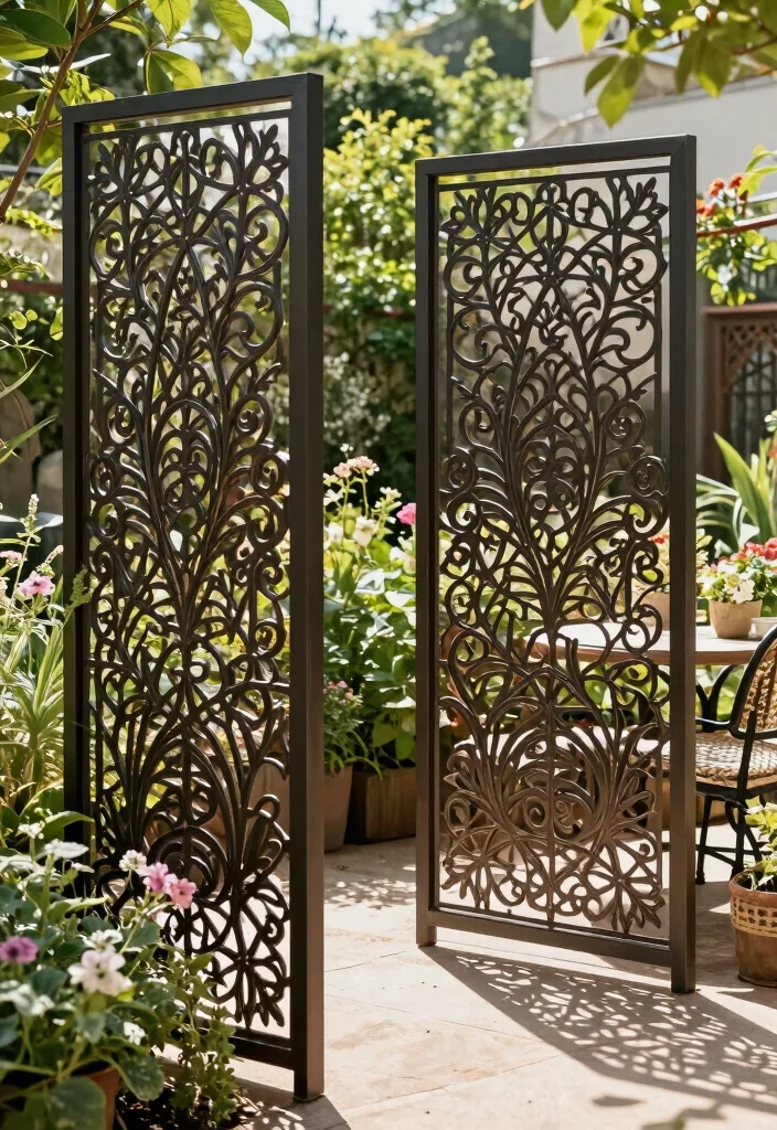 15 Metal Railings Outdoor Ideas That Don't Rust in Wet Climates - 6. Decorative Metal Screens 1