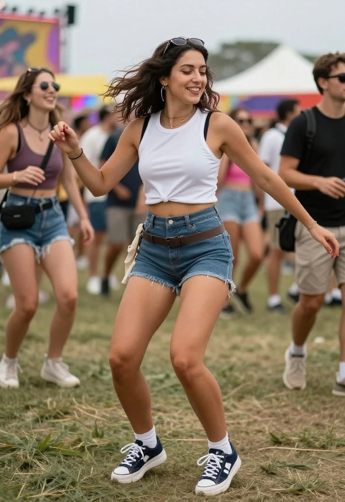 15 Outdoor Festival Outfit Ideas That Keep You Cool All Day - 12. Sporty Skort with Breezy Tank 1