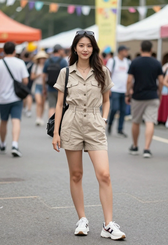 15 Outdoor Festival Outfit Ideas That Keep You Cool All Day - 15. Relaxed Fit Utility Romper 1