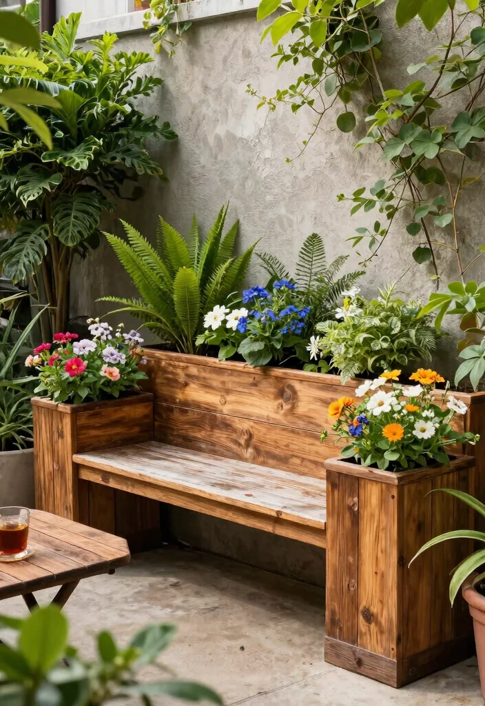 15 Outdoor Planter Box Ideas That Hide Ugly Foundation Walls - 10. Planter Box Benches 1