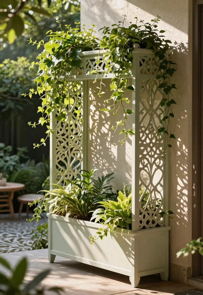 15 Outdoor Planter Box Ideas That Hide Ugly Foundation Walls - 12. Decorative Screen Planter Boxes 1