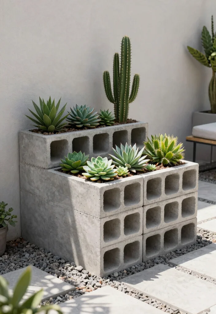15 Outdoor Planter Box Ideas That Hide Ugly Foundation Walls - 8. Concrete Block Planter Boxes 1