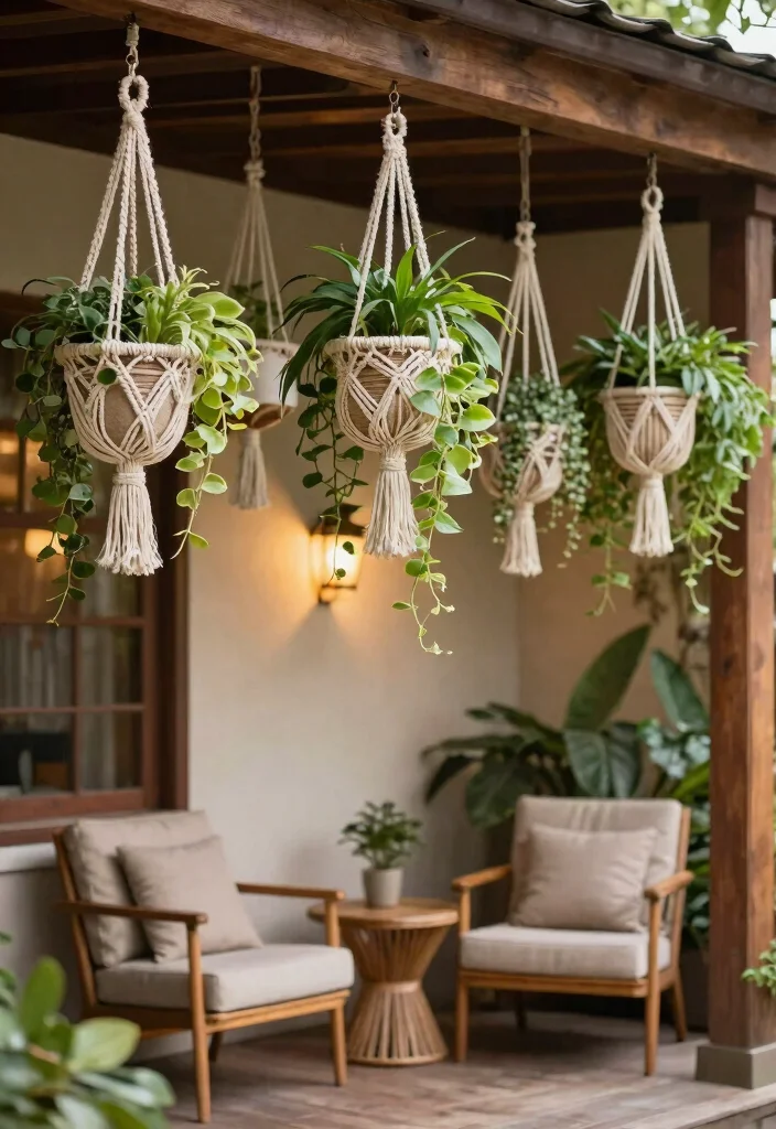 15 Planter Box Design Ideas for Porches With No Garden Space - 4. Hanging Planters with Macramé 1