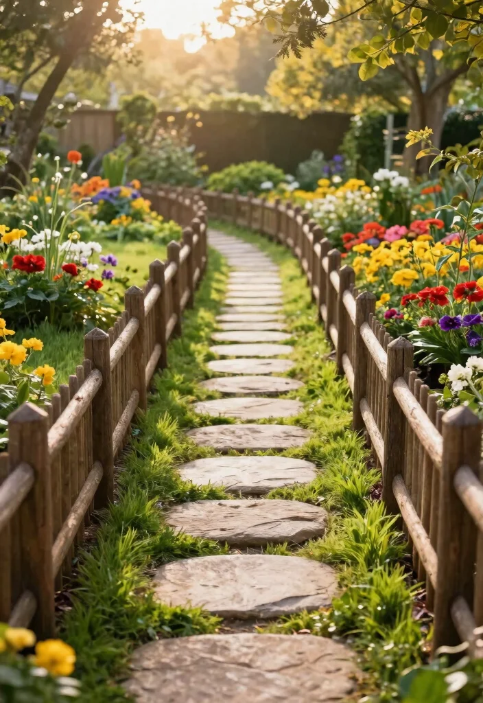 15 Split Rail Fence Ideas That Define Property Lines on a Budget - 7. Garden Pathway Edge 1