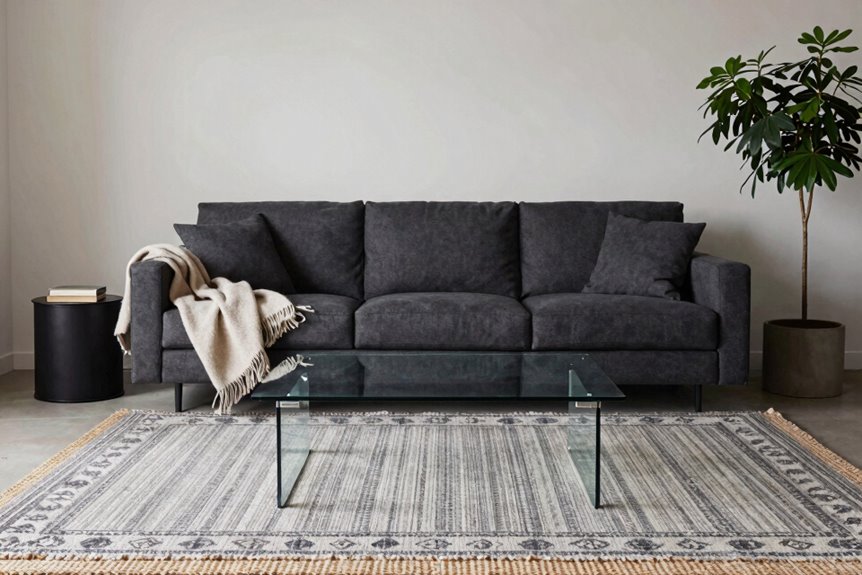 How to Organize Living Room Furniture in 5 Steps 6 anchor rug grounds layered lighting