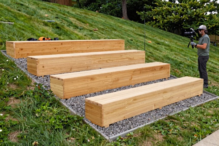 How to Build Raised Garden Beds on a Slope in 10 Steps 8 corner posts plumb and square ensured