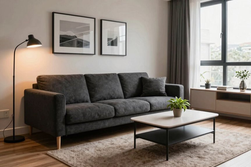 10 Tips to Decorate Your Apartment Living Room 2 floating sectional tall open shelving