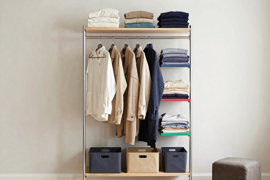 10 Ways to Store Lots of Clothes in a Small Space 8 freestanding rack by door