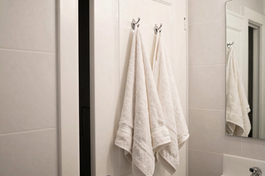 5 Ways to Get More Counter Space in a Small Bathroom 6 hooks behind door tidy tiny bathroom