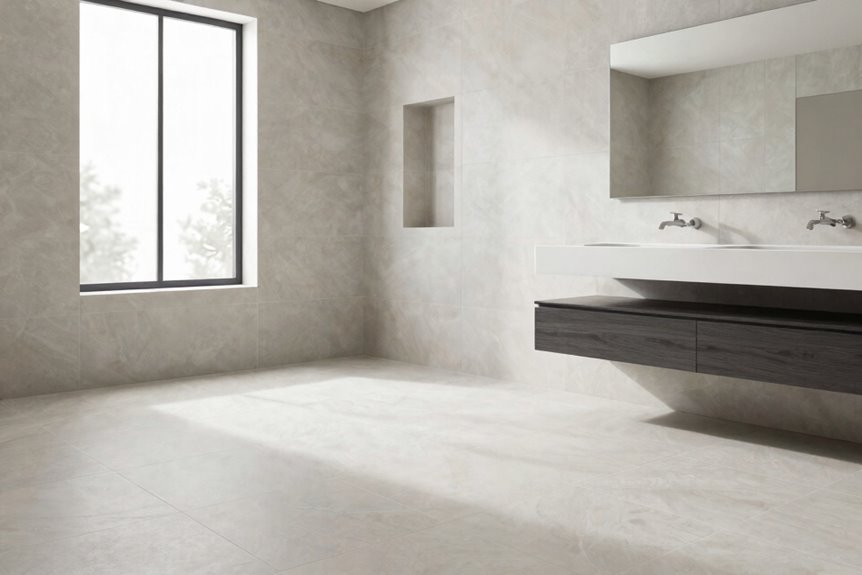 10 Smart Ways to Maximize Bathroom Space 4 large format tiles ceiling to wall seamlessness