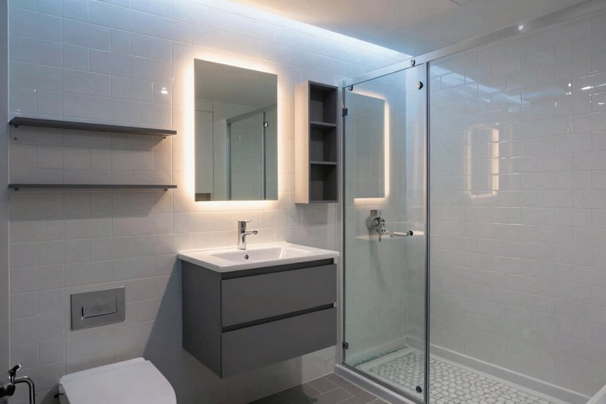 10 Smart Ways to Maximize Bathroom Space 2 layered bathroom lighting to brighten