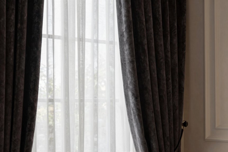 layered sheers behind heavy drapes