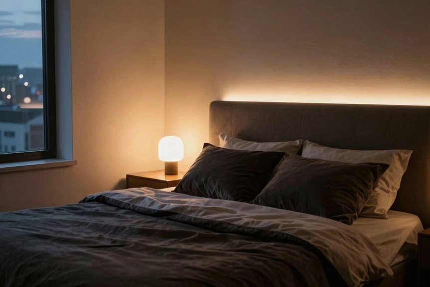 How to Light a Bedroom With No Overhead Lighting—A Complete Guide 7 led strips behind headboard glow