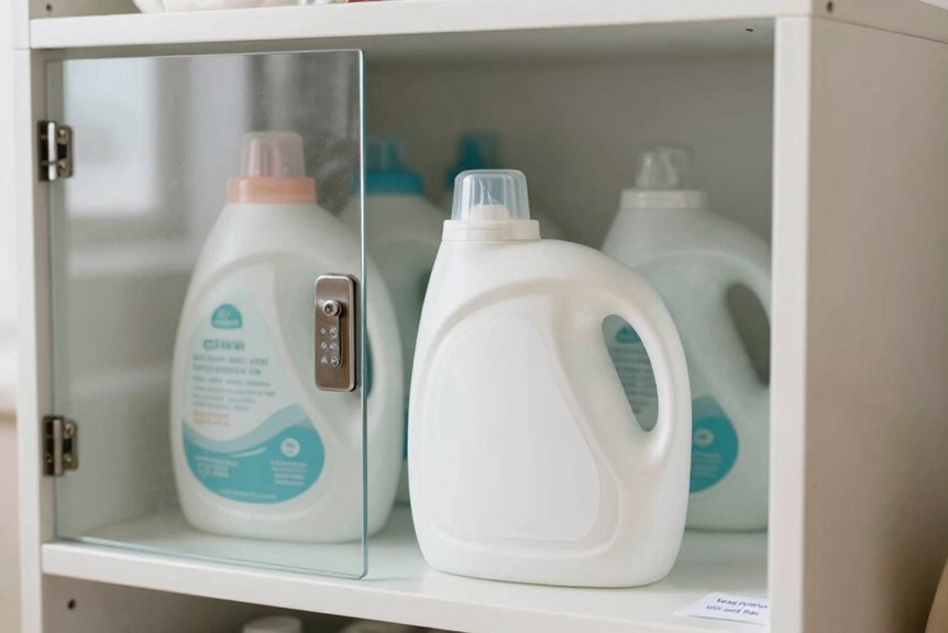 7 Tips for Storing Laundry Detergent Properly 2 locked labeled locked away chemicals