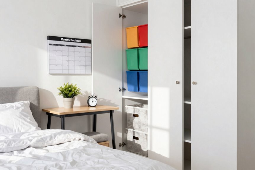 10 Steps to Organize a Small Bedroom That Actually Work 11 monthly declutter ritual keeps clutter away