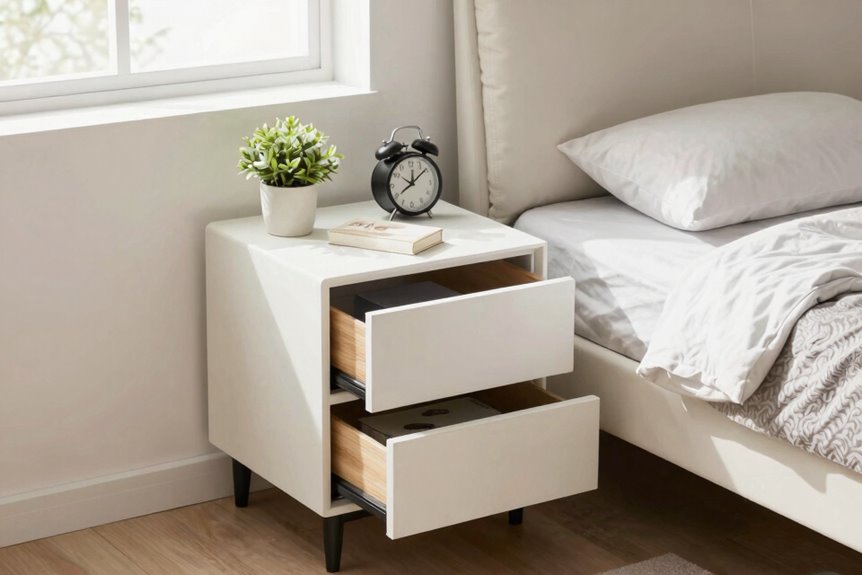 10 Steps to Organize a Small Bedroom That Actually Work 6 nightstand drawers hide clutter efficiently