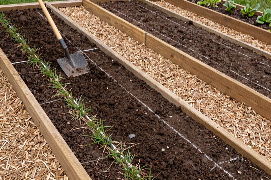 How to Build Raised Garden Beds on a Slope in 10 Steps 6 outlining beds with spade