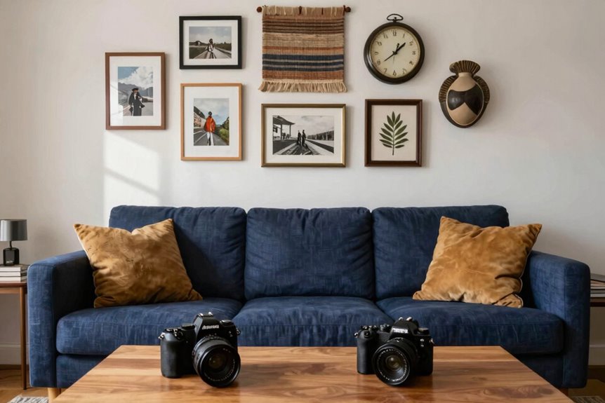 How Do You Create a Gallery Wall Behind Your Sofa? 8 personal mementos with found objects