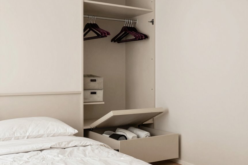 10 Steps to Organize a Small Bedroom That Actually Work 9 reserve bulky items in hidden storage