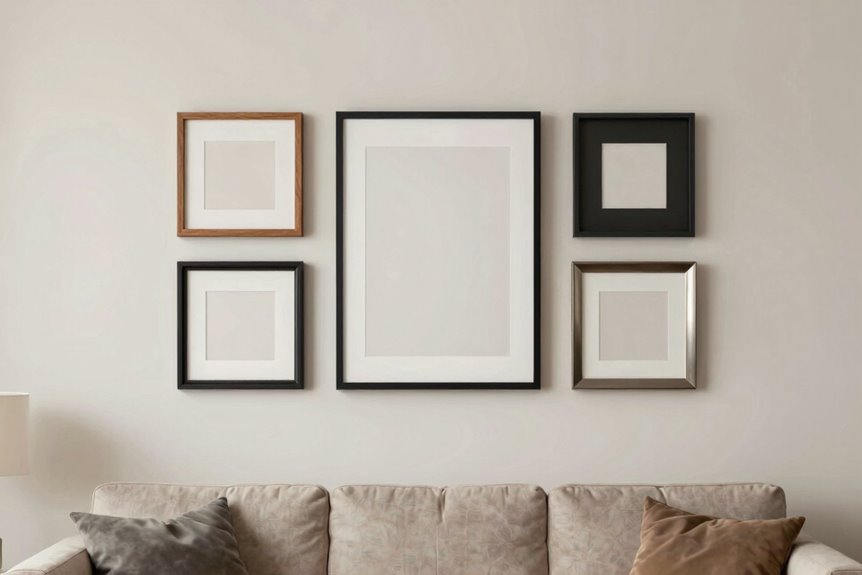 How Do You Create a Gallery Wall Behind Your Sofa? 7 three frame styles balanced gallery