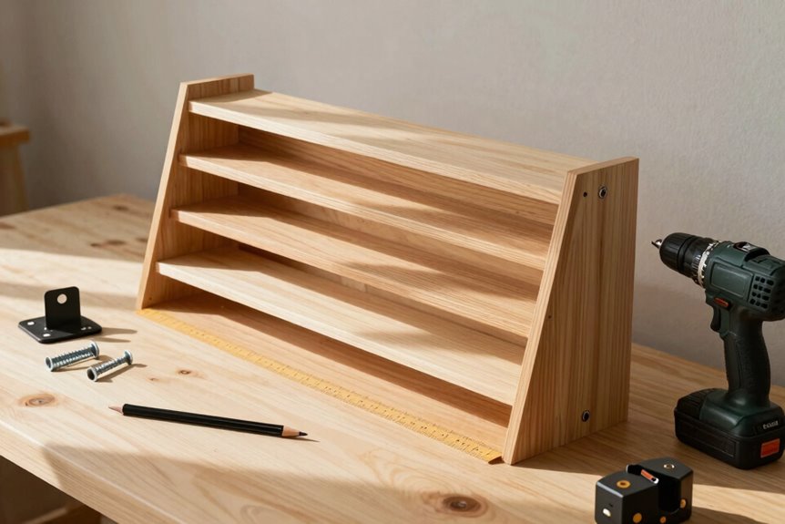 7 Steps to Make a Shoe Rack From Scratch 7 two 44 5 rails 13 spacing