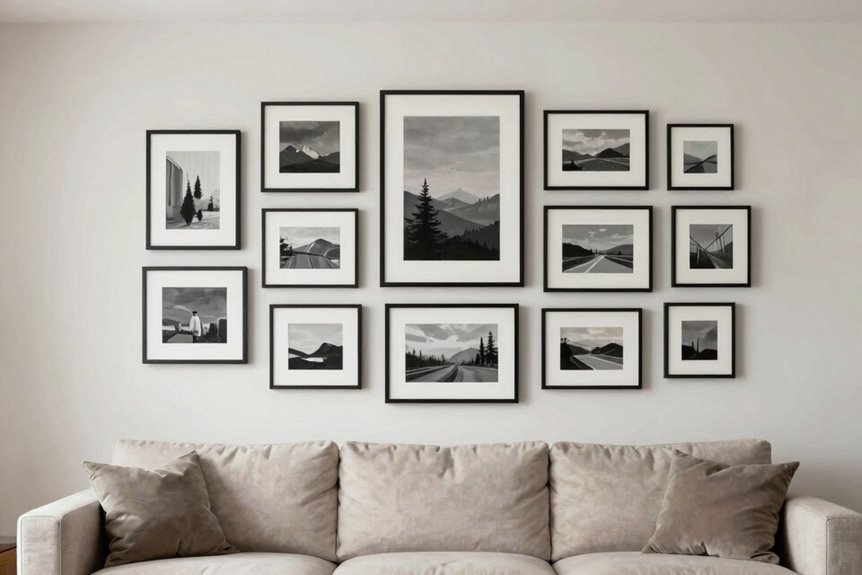 How Do You Create a Gallery Wall Behind Your Sofa? 3 two thirds wall gallery balance