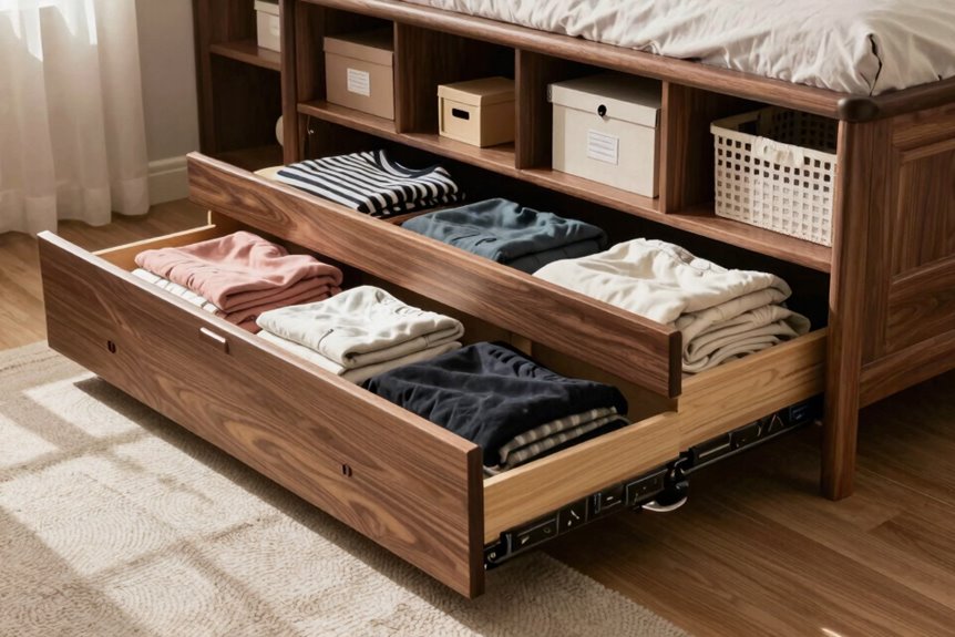 10 Ways to Store Lots of Clothes in a Small Space 7 under bed drawers with slides