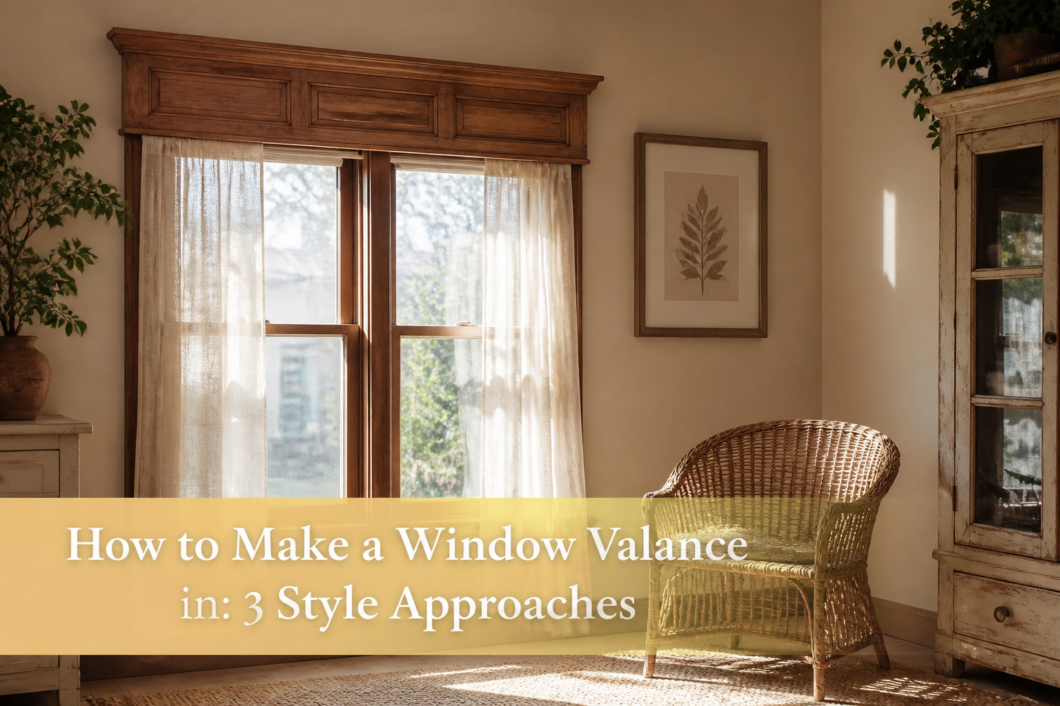 Interior with a window, measuring tape, and notepad for valance project.