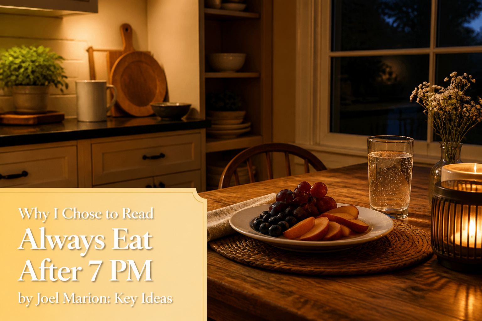A wooden dining table with colorful cookbooks and a bowl of apples and pears.