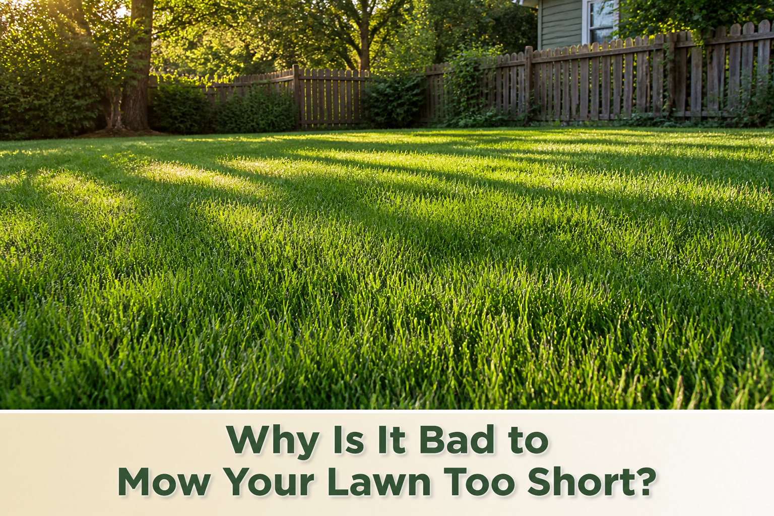 A lawn showing stressed grass that is cut too short.